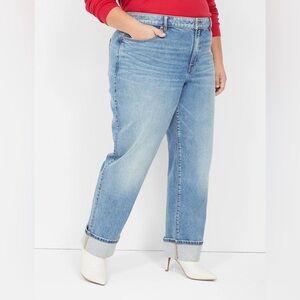 Lane Bryant Boyfriend Fit Rhinestone Cuff Jeans (Long Length)